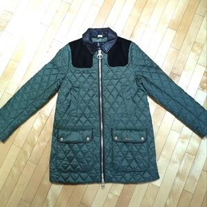 Barbour Green Quilted Jacket with Black Accents